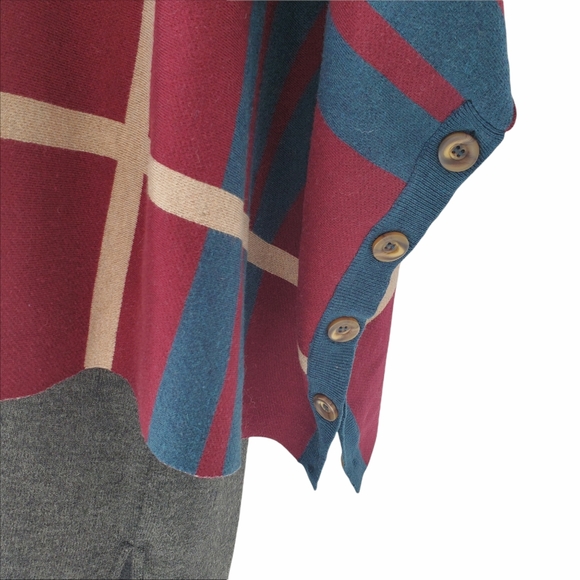 Modcloth Warm Plaid Poncho with Turtleneck  size M/L - Picture 6 of 9